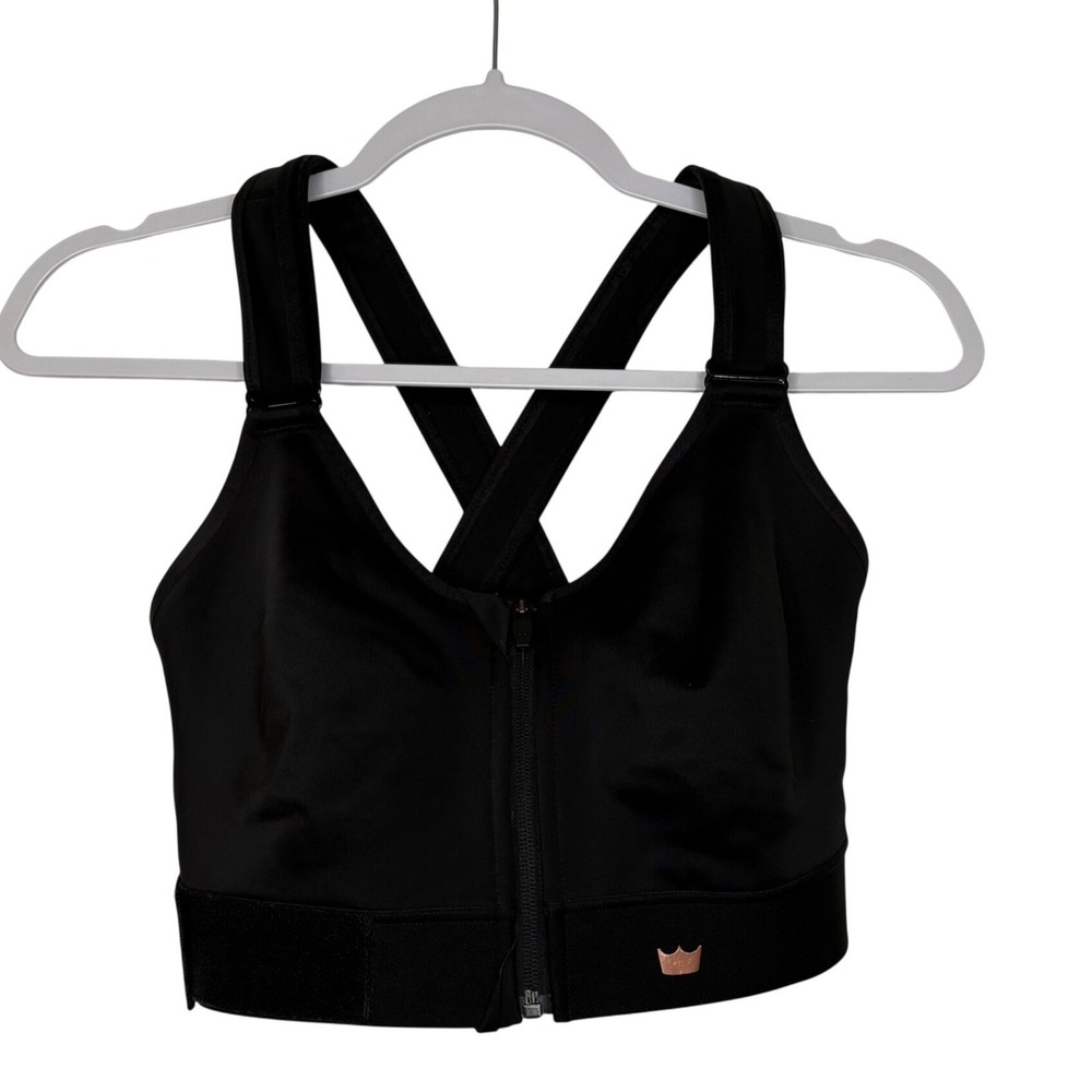 Shefit Flex Sports Bra Black Rose Gold Marble Size 2Luxe Medium-Impact Zip Front